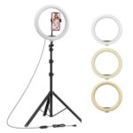 Tygot 10 Inches Big LED Ring Light for Camera, Phone, tiktok, YouTube, Video Shooting and Makeup, 10″ inch Ring Light with 7 Feet Long Foldable and Lightweight Tripod Stand