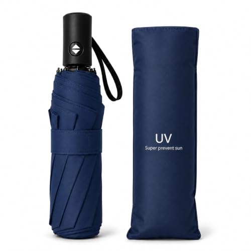 Qshare Compact 2 Fold Umbrella for Rain & Sun Protection, Big Size UV Foldable Umbrellas, Mini Pocket Travel Umbrella with Case Cover for Men Women Boys Girls Kids