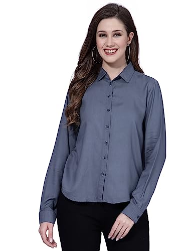 OOMPH! Shirts for Women, Floral Printed, Grey