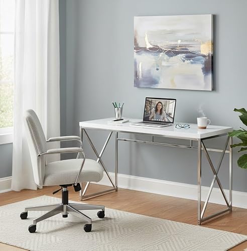 APRODZ Mango Wood Wolfeng Study Desk Table for Home and Office | White Finish