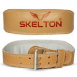 Skelton Weight Lifting Gym Belt-Medium | Leather Gym Belt for Workout with Padded Back Support | Dead Lift Belt | (L, Brown)