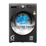 Whirlpool 8 Kg 5 Star Inverter Supreme Care Front Load Fully Automatic Washing Machine with In-Built Heater (XS8014BWME, MidNight Grey, Steam Technology, 100+ Tough Stains, 6th Sense Soft Move)
