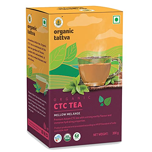 Organic Tattva Assam CTC Tea | Organic Assam Tea Mellow Melange, Loose Leaves, 200 g – Handpicked Single Estate Leaves, Earthy Flavour, Medium Caffeine