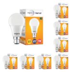 wipro Garnet Base B22D 7-Watt Led Bulb (Pack of 8, Warm White)