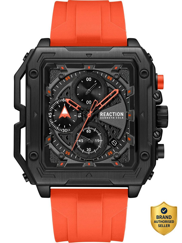 Kenneth Cole Reaction New Collection CHRONO 3 EYES DATE BLACK RECTANGULAR NORTH – SOUTH Shape Analog Watch – For Men