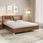 Nilkamal Zion Meta Without Storage | 1 Year Warranty Engineered Wood Queen Bed (Finish Color – Walnut, Delivery Condition – Knock Down)