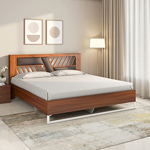 Nilkamal Zion Meta Without Storage | 1 Year Warranty Engineered Wood Queen Bed (Finish Color – Walnut, Delivery Condition – Knock Down)