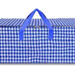 Shalimar Foldable Under Bed Storage/Duffle For Travel/Moving/Wardrobe Organizer Bag | Comfortable Handles | Water Resistant | 28.5Lx13.5Wx13.5H Inches | Pack of 1 – Blue/White