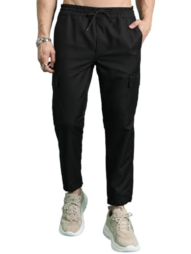 Highlander Men Mid Rise Regular Pants (PHTR000001_Black_M)