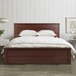 HomeTown Solid Wood Victoria Box Storage King Size Bed (Antique Cherry)