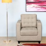 @home By Nilkamal Matthew Fabric 1 Seater Sofa for Living Room in Beige Color & Matte Finish