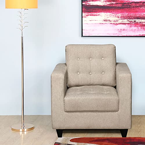 @home By Nilkamal Matthew Fabric 1 Seater Sofa for Living Room in Beige Color & Matte Finish