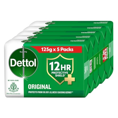 Dettol Original Germ Protection Bathing Soap Bar (625gm) | Kills 99.99% germs, 125gm , Pack of 5