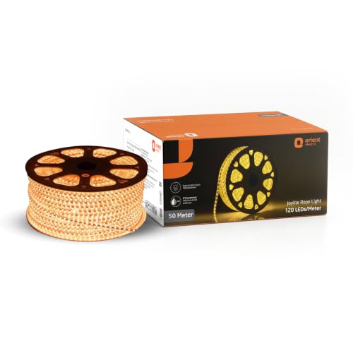 Orient Electric Joylite LED Rope Light for Home Decoration | Indoor and Outdoor use | Direct Plug-in | 600 Lumens in Every Meter | 50 Meter, 120 LED | Warm White