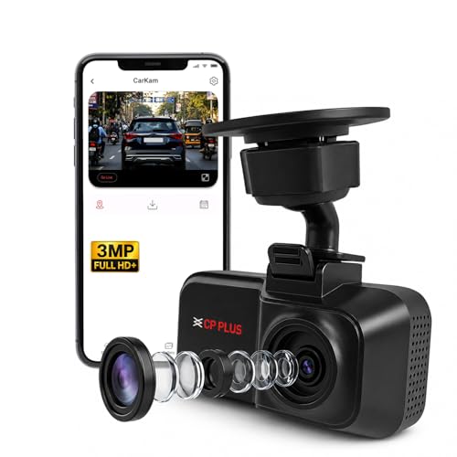 CP PLUS Dash Cam for Car CP-W310 | 2K 3MP Full HD+ Single Channel Dashcam | 1296P Recording | Built-in Microphone | WiFi (AP Mode) | G-Sensor | Night Vision | 137° Wide View Angle | Upto 1TB Storge
