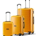 SNITCH Loop 3Pc Set Yellow Polypropylene Hard Travel Suitcase – Suitcase for Travel Set of 3 & Luggage with 4 Wheels, Secure Lock & Free Shoe Bag