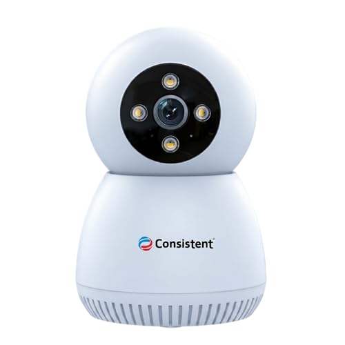 Consistent Wireless Wi-Fi 3MP Indoor MINI Robot Camera, STQC Certified, 360° Smart Home CCTV, AI Human Tracking | All Time Color Night Vision | Alexa Voice Support | Upto 256GB Memory Card Support