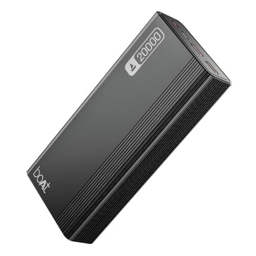 boAt (2026 Launch) Energyshroom PB401 20000 mAh 22.5W Fast Charging Power Bank (4X Output Ports, Supports Android, iPhone, Tablets, Earbuds, etc.), USB Type C (Onyx Black)