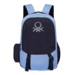 United Colors of Benetton Turf 24L Laptop Backpack – Blue+Navy, Fits 15-inch Laptop, Water-Resistant with Secure Buckle, for Students & Commuters