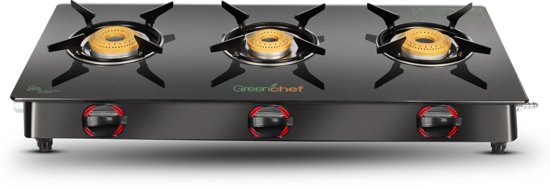 Greenchef Ebony Glass Manual Gas Stove(3 Burners)