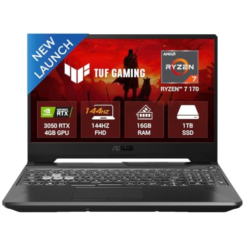 ASUS TUF A15, Smartchoice,AMD Ryzen 7 170,RTX 3050-4GB,16GB RAM (Upgradeable),1TB SSD,FHD, 15.6″(39.6 cm),Win 11 Home, M365 Basic(1Y),Office 2024, Black, 2.3 Kg, FA506NCQ-HN009WS, Gaming Laptop