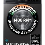 Samsung 9 kg, 5 star, AI EcoBubble, Super Speed, Wi-Fi, Hygiene Steam with Inbuilt Heater, Digital Inverter, Fully-Automatic Front Load Washing Machine (WW90DG5U24AXTL, Inox)