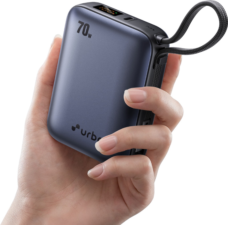 Urbn 20000 Mah 70 W Pocket Size Power Bank(Blue, Lithium, Fast Charging, Power Delivery 3.0, Quick Charge 3.0 For Mobile, Laptop, Tablet, Earbuds, Smartwatch)