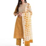 MIRCHI FASHION Pure Cotton Women Straight Sequin Embroiderd Mirror Work Kurti Set with Dupatta and Pant (K9711 – Rust, Off White – 5XL)