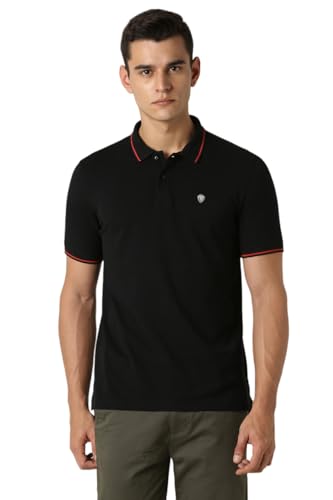 Van Heusen Men’s Regular Fit Polo T-Shirt (VSKP517S011408_Black M)