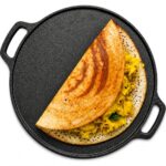 DOCAT Cast Iron Dosa Tawa 30 cm | Pre-Seasoned Iron Tawa for Dosa, Roti, Chapati & Paratha | 8 mm Heavy Duty, Gas, Induction, Electric & OTG Friendly | 100% Pure & Toxin-Free, No Chemical Coating
