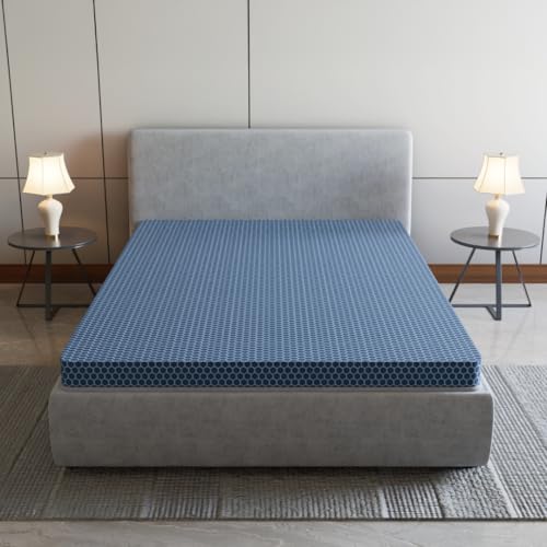 SleepyHug SpineX Essential Orthopaedic Mattress | 4-Inch HR Foam with AirCell Technology | 3-Zone Support for Back Pain Relief & Spine Alignment | 78x60x4 Inch (Queen, Blue) | 3-Year Warranty