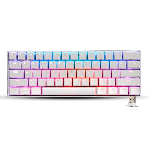 ZEBRONICS Zeb-MAX NINJA 61 keys wireless mechanical keyboard with 3 Bluetooth connections, 2.4GHz Nano receiver, Type C wired mode, RGB backlit, built-in rechargeable battery and N-key rollover(White)