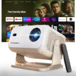 CrossBeats Lumex Cine Smart Home 4k Ultra HD, Native 1080p, (16000 lm / 1 Speaker / Wireless / Remote Controller) Portable with Android OS, Built-in – Netflix, Prime, YouTube, 300″ Display Cinema Projector(White)