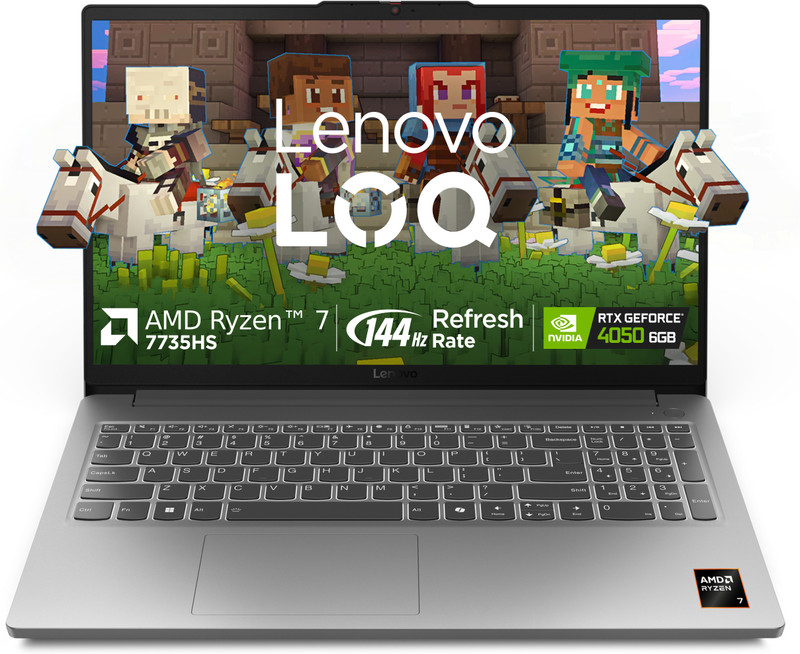 Lenovo Loq Essential Amd Ryzen 7 Octa Core 7735Hs – (16 Gb/512 Gb Ssd/Windows 11 Home/6 Gb Graphics/Nvidia Geforce Rtx 4050) Loq 15Arp10E Gaming Laptop(15.6 Inch, Light Grey, 1.8 Kg, With Ms Office)