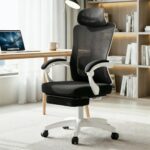 DROGO Flexo Ergonomic Office Chair for Work from Home with Mesh, Armrest, 2D Headrest & Adjustable Lumbar Support | Computer Chair for Study | Gaming Chair with Footrest & Recline (Black/White)