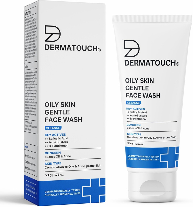 Dermatouch Oily Skin  with Salicylic Acid & AcneBusters for Acne, Oil Control & Clogged Pores Face Wash(50 g)