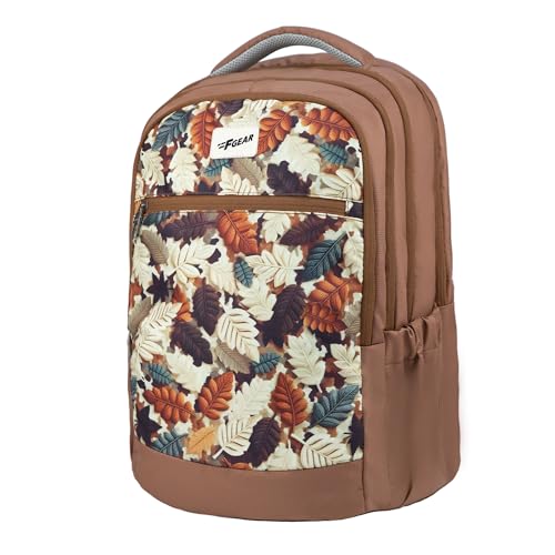 F Gear Arashi Mocha Mousse 35L School Backpack|4 Compartments, 1 Front Pocket & water Bottle Holders|Laptop Sleeve|Ergonomic, Lightweight & Durable|Ideal for School, College, Work, Travel & Daily Use