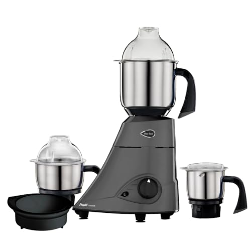 Preethi Diamond 750 Watts Mixer Grinder, 3 SS 304 Jars + Flexi Lid, Black