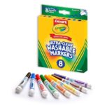 Luxor Crayola Ultra-Clean Washable Markers for Kids, 8 Vibrant Colors, Conical Tip for Thick & Thin Lines, No-Mess Easy-Wash Ink, Non-Toxic Art Supplies for Kids
