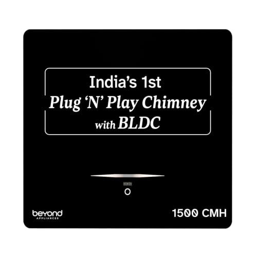 Beyond Appliances Cube BLDC Plug N Play Ductless Kitchen Chimney | 1500 CMH | AutoClean | 5-Stage Charcoal Activated Filter | Touch Control | 3-way Suction | 46dB Low Noise | Black | PAN INDIA SERVICE