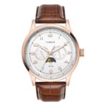 TIMEX Analog Watch for man with Grey Round Dial & Brown Leather Strap Band Water Resistant Men’s Wrist Watches – TWEG19608