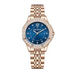 Daniel Hechter Paris Vendome Collection Analog Watch for Women with Crystal Studded Bezel, Crystal Accents and Stainless Steel Strap