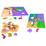 Storio 3 in 1 Map Puzzle for Kids India, Europe and World | Educational Geography Learning Toy for Ages 4-8 | Jigsaw Puzzle Gift for Boys & Girls |Learn States & Capitals, Countries| Montessori