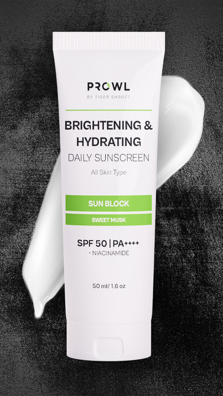 PROWL Sunscreen – SPF 50 PA++++ By Tiger Shroff Brightening & Hydrating Gel Sun Screen SPF 50 PA ++++ Sweet Musk(50 ml)