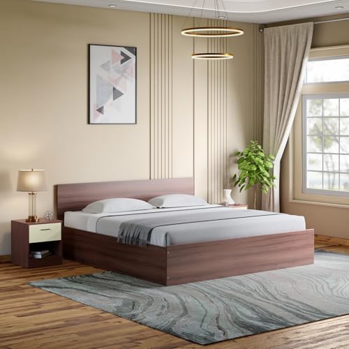 Interio by Godrej EWA Engineered Wood Bed with Box Storage (Queen), 1-Year Warranty, Brown, Particle Board