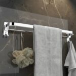 Plantex Stainless Steel Folding 24 Inch Single Towel Rod/Towel Holder for Bathroom with Hooks/Towel Hanger/Towel Stand/Bathroom Accessories – (24 Inch-Chrome)