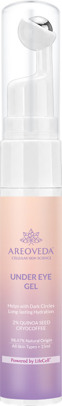 Areoveda Under Eye Gel with Soothing Massage Roller | Reduces Dark Circles & Puffiness(15 ml)