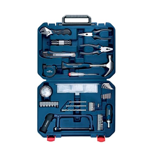 BOSCH All-in-One Hand Tool Kit, 108 Pieces, Rachet Screwdriver & Allen Key, Multiple Drill Bits, Additional Performance Tool, Blue, Hard Case