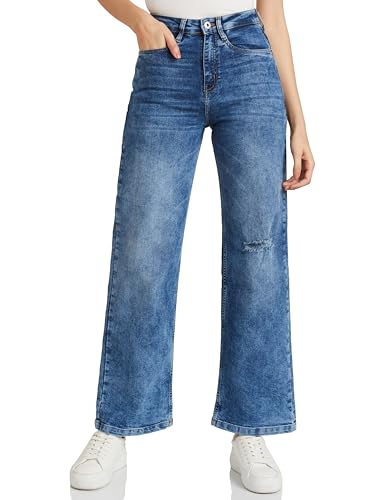 Amazon Brand – Symbol Women’s Wide Leg Jeans (High Rise | Full Length) (JNS-08 Cont_ICE Blue_38)