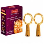 Desidiya® Bottle Lights with Cork, Mini Copper Wire, 24 LED Battery Operated String Decorative 200cm Fairy Light DIY Festive Decor for Diwali Wedding Party Decoration – Pack of 2 (Warm White)